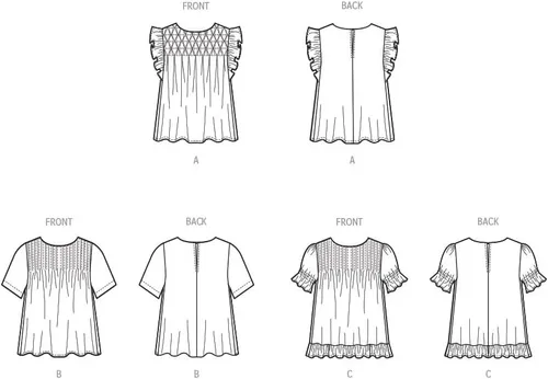 Vista 3 de McCall's Kit de patrones de costura Misses' Tops, código de diseño M8325, tallas LRG-XLG-XXL
