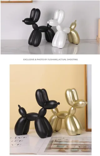 Vista 3 de Lindo globo de resina para perro, estatua de animales, adornos para decoración del hogar (negro)