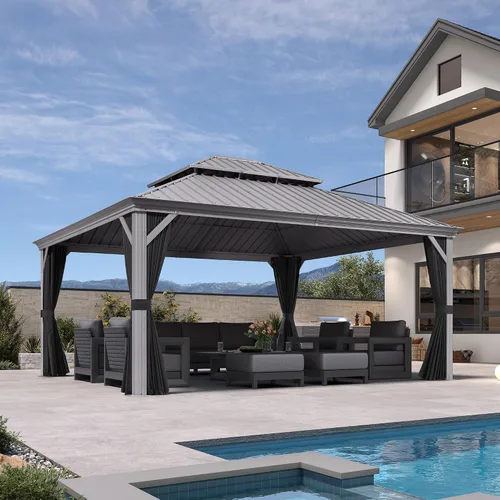 Vista 37 de PURPLE LEAF - Gazebo para exteriores de 10 x 12 pies, con sistema de drenaje