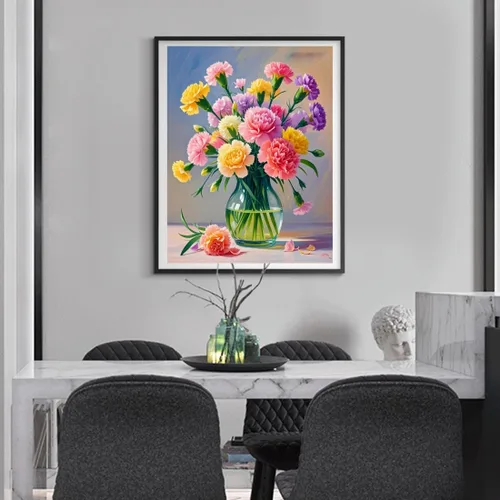 Vista 4 de ACANDYL Kit de pintura de flores por números para adultos principiantes pintura por números para adultos, lienzo de clavel, pintura por números
