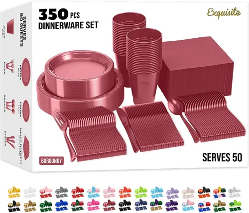 Vista 26 de Exquisite 350 Piezas Platos de Plástico de Cumpleaños Azules Para Fiestas, Juego de Platos Desechables de Cumpleaños Azules, 50 de Cada Juego