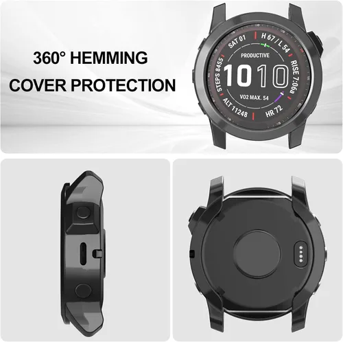 Vista 6 de Funda compatible con Garmin Fenix 7/Fenix 7 Solar/Fenix 7 Sapphire Solar Smart Watch, TPU resistente a los arañazos (no compatible con Fenix 7S/7X)