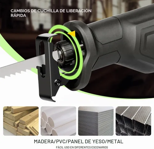 Vista 5 de Sierra de vaivén 6A con cable de velocidad variable para PVC de madera y metal 3000SPM, longitud de carrera de 4/5", profundidad máxima de corte