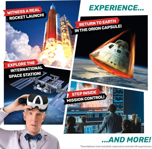 Vista 4 de Abacus Brands Bill Nye's Science Squad: Rocket Lab VR - Kit de ciencia para niños de realidad virtual, libro y juego de actividades de aprendizaje