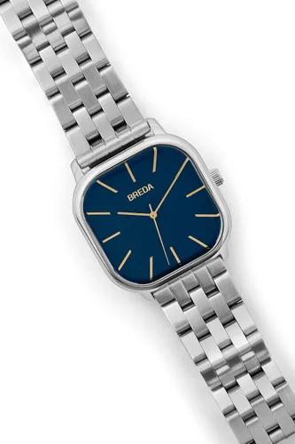 Vista 4 de Breda Visser 1737 - Reloj de pulsera cuadrado con pulsera de acero inoxidable, 1.378in, Visera