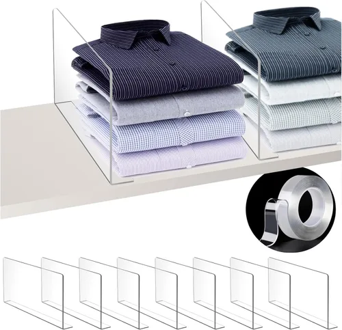 Vista 8 de Paquete de 10 separadores de armario para colgar ropa, organizadores de armario de plástico duradero, perfectos para barras de armario, estantes