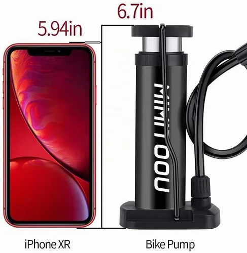 Vista 4 de Bomba para Bicicleta, Mini Bomba de Bicicleta Portátil Bomba de Piso para Bicicleta con Válvulas Presta y Schrader Bomba de Aire de Piso