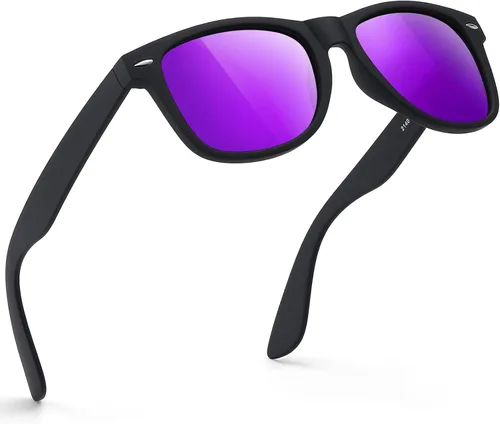Vista 32 de FEIDUSUN Lentes de sol polarizados para hombre y mujer, lentes de sol retro negros para conducir, pescar, protección UV