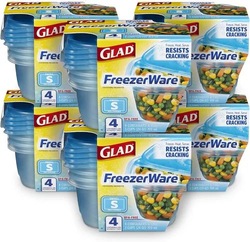 Vista 13 de Glad Gladware - Recipientes de almacenamiento de alimentos para congelar, rectángulo grande con capacidad para 64 onzas de alimentos, juego de 2