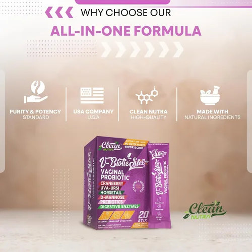 Vista 7 de Clean Nutraceuticals Probióticos vaginales para mujeres con extracto de arándano, D-manosa, prebióticos, equilibrio de pH para mujeres, salud