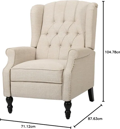 Vista 18 de Sillón reclinable, de la marca Elizabeth Tufted, Tela, Light Beige