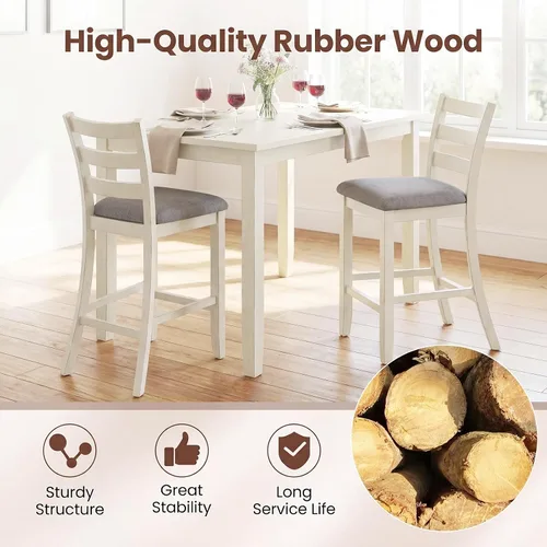 Vista 8 de NAFORT Bar Stools Set of 2, 25.5” Counter Height Bar Stools with Back, Upholstered Bar Stools for Kitchen Island Bar Restaurant, Bar Dining Chairs