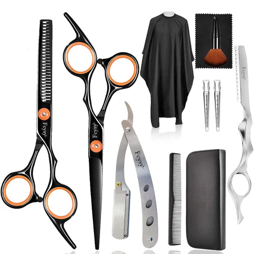 Vista 13 de Fcysy - Tijeras de corte de pelo, juego de tijeras de peluquería profesional, tijeras de peluquería, tijeras de mezcla, accesorios de peluquería