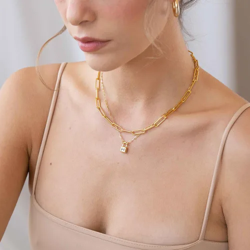 Vista 7 de Oak&Luna - Collar personalizado con cerradura inicial