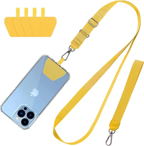 Vista 10 de CACOE Cordón para teléfono, 2 unidades, 1 correa ajustable para el cuello, 1 correa de muñeca, 2 almohadillas, cordón universal multifuncional