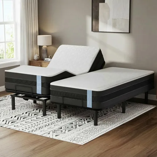 Vista 10 de FLEXISPOT S3K-Lite Base de Marco de Cama Ajustable Tamaño King, Sin Espacio, Inclinación Independiente de Cabeza y Pie, Gravedad Cero, Control