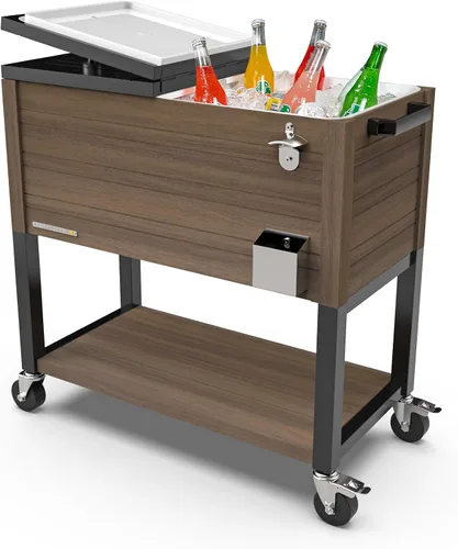 Vista 14 de Permasteel 80 Quart Party Cooler, Rolling Ice Chest with Wheels and Handles for Indoor Outdoor Patio