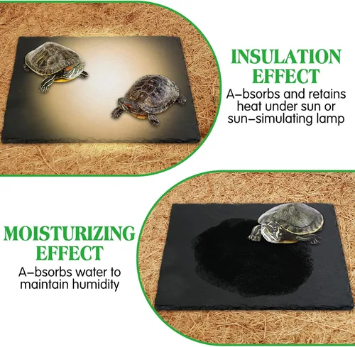 Vista 3 de Tfwadmx Plataforma para tomar el sol de reptiles, plato de alimentación de tortuga, cuenco de comida de reptiles de roca natural, decoración