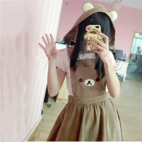 Vista 4 de Mfacl Lindo vestido de Lolita Kawaii Lolita Vestido de Oso Lindo Harajuku Lolita Vestido, Marrón, S