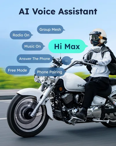 Vista 4 de ASMAX S1 - Auriculares Bluetooth para motocicleta con control de voz inteligente, sistemas de comunicación de casco de malla, cancelación