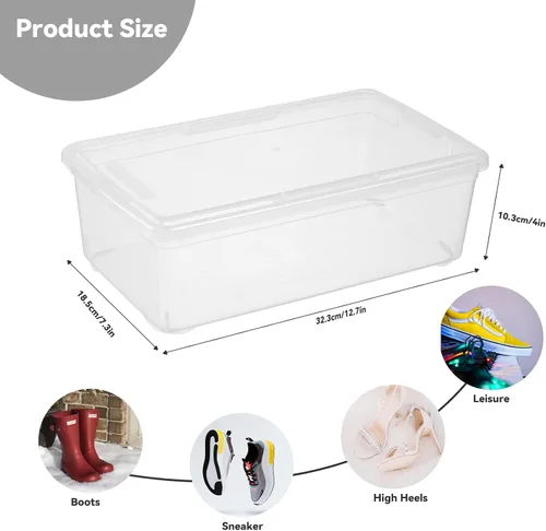 Vista 4 de novelinks Contenedores de almacenamiento de plástico transparente de 6 cuartos de galón con tapas transparentes, caja apilable, contenedor