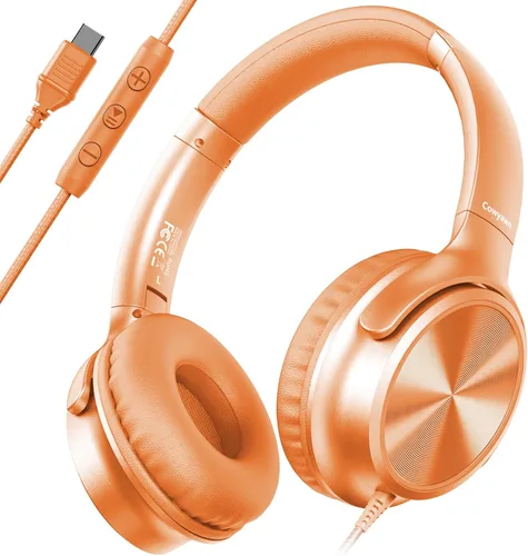Vista 10 de Cowyawn Auriculares USB C con cable, auriculares USB C con cable con micrófono, control de volumen, sonido estéreo HD, auriculares USB tipo C