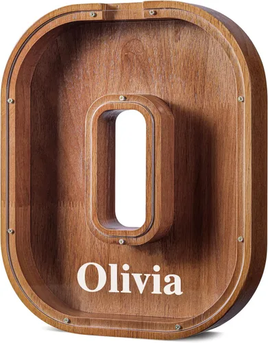Vista 62 de SummiDate Alcancía de madera de letra para niños y niñas, Alfabeto, personalizada, regalo de cumpleaños y pascua para niños (A)