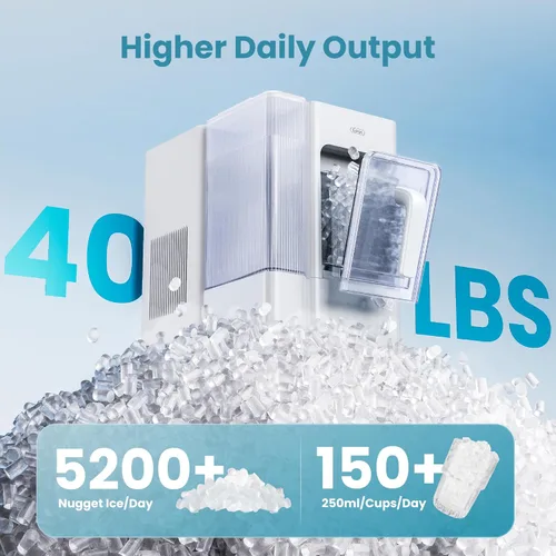 Vista 5 de Gevi Adella Nugget - Máquina de hielo con tanque de agua lateral de 1 galón