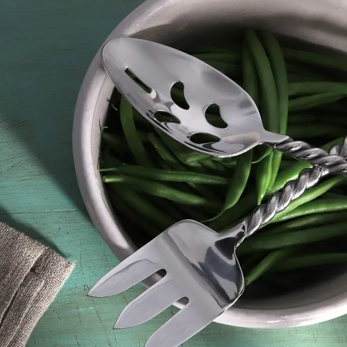 Vista 3 de Gourmet Settings - Juego de cubiertos de anfitriona de 5 piezas - Colección Silver Tear - Juego de cubiertos de metal pulido - Utensilios de cocina