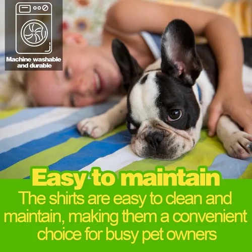 Vista 2 de Paiaite 3 piezas de camisa para perro a rayas de color oscuro, camisas sin mangas de algodón para cachorros, ropa transpirable para mascotas