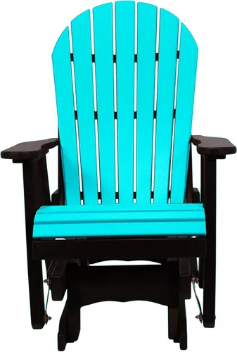Vista 2 de Silla mecedora Aruba Adirondack de 2 pies, fabricada en Amish, madera de polietileno para exteriores, accesorios de acero inoxidable, fabricada