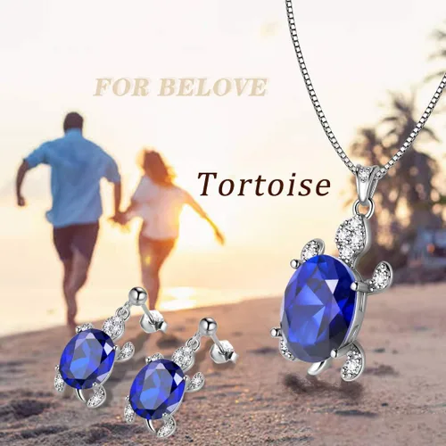 Vista 9 de Aurora Tears Tutrle Jewelry 925 Sterling Silver Women Sea Animal Turtle NecklaceEarringRingBracelet Crystal Cubic Zirconia Jewelry