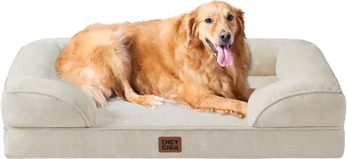 Vista 102 de EHEYCIGA – Cama ortopédica impermeable para perros pequeños, de espuma viscoelástica tipo caja de huevos, con bordes elevados y base antideslizante
