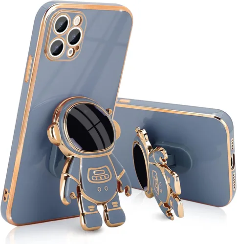 Vista 14 de Pepmune Funda compatible con iPhone 12 Bonita Diseño de Soporte de Astronauta en 3D Protección de Cámara A Prueba de Golpes Cubierta Trasera Suave