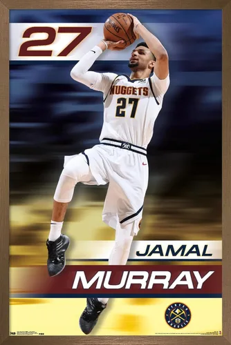 Vista 16 de Trends International NBA Denver Nuggets - Póster de pared de Jamal Murray 19, 14.725 x 22.375 pulgadas, versión enmarcada de madera de granero