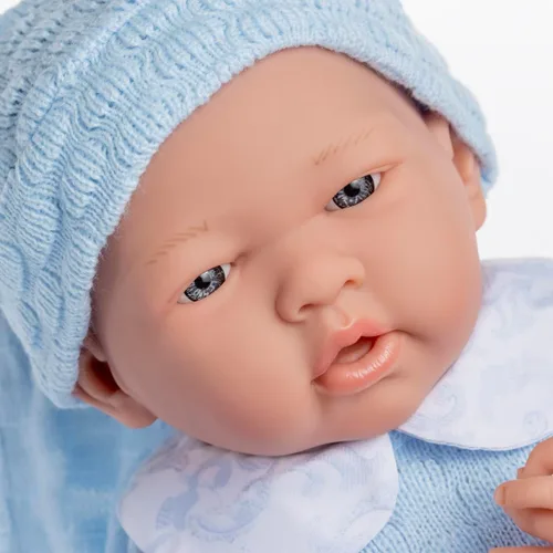 Vista 5 de Muñeca de bebé anatómicamente correcta de niño real Muñeca de bebé de 15" totalmente de vinilo JC Toys - La Newborn Fabricada en España Azul