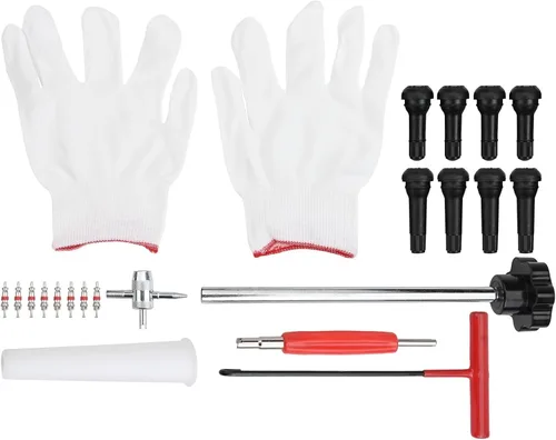 Vista 4 de 22-Piece Quick Change Tire Valve Tool Kit, 15-Second Stem Replacement For Cars, Trucks, ATVs, Motorcycles With TR413/414 Cores(black)