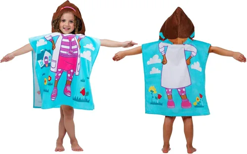 Vista 3 de Jay Franco Disney Doc McStuffins Doc - Poncho con capucha para niños, piscina, playa, toalla de algodón súper suave y absorbente, mide 28 x 28