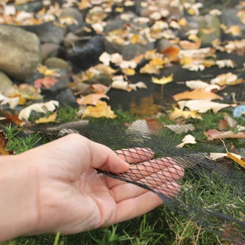 Vista 4 de Red de estanque para peces Koi para hojas de 10x30 pies, red de malla fina tejida de 1/2 pulg. fuerte para hojas de estanque, protección de peces