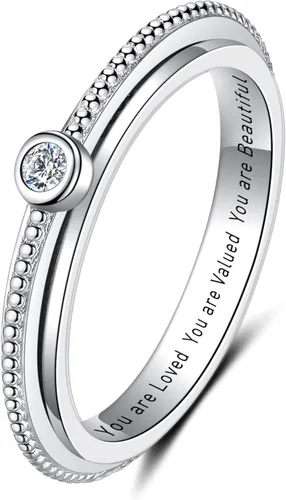 Vista 8 de ZOEXUE Anillo giratorio de ansiedad - Cruz/Margarita/Estrellas lunares/Circonita cúbica/Huella de pata en plata de ley, anillo para aliviar