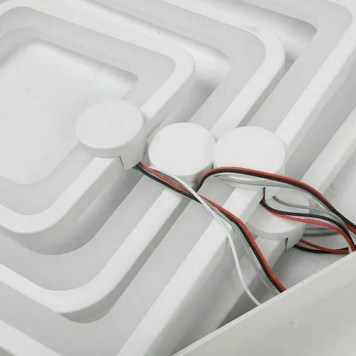 Vista 4 de Lámpara LED moderna regulable de 8 cabezales cuadrados con control remoto cerca del techo, candelabros acrílicos para dormitorio, sala de estar