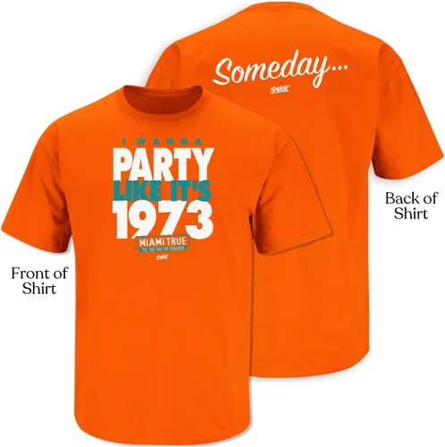 Vista 4 de Smack Apparel Camiseta naranja para fanáticos del fútbol de Miami. Someday I Wanna Party Like It's 1973 (Sm-5X)