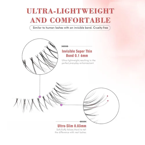 Vista 3 de Natural Lashes Round Shape with Eye-openning effect Criss crossed eyelashes with invisable strong band 3 pairs Set Q11