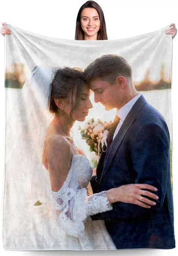 Vista 17 de Manta personalizada con fotos, regalos personalizados para el día de San Valentín para él y ella, mantas personalizadas de franela suave