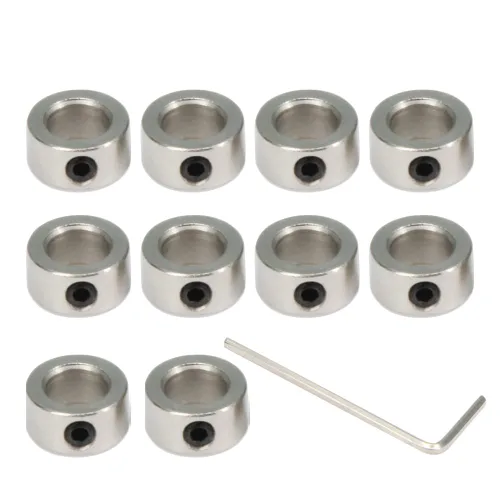 Vista 5 de 10 piezas de collar de bloqueo de eje de 0.197 in Collar de bloqueo de eje T5 Anillo de bloqueo de tornillo de plomo para piezas CNC (0.197 in-Plata)
