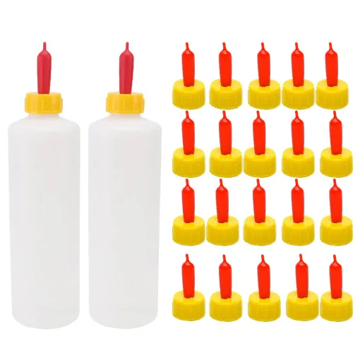 Vista 6 de Juego de pezón y biberones de cabra, 12 piezas de bebida de leche para animales pequeños, 2 piezas de 13.5 fl oz, kit de biberón de cordero