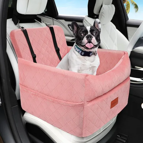 Vista 15 de HEGGCOOE Asiento de automóvil para perros pequeños, asientos elevadores de espuma viscoelástica con cojín grueso para perros medianos de menos de 35