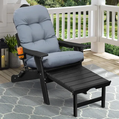 Vista 7 de Skypatio Adirondack - Cojín grueso para silla mecedora, impermeable, para patio al aire libre, con respaldo alto, color gris