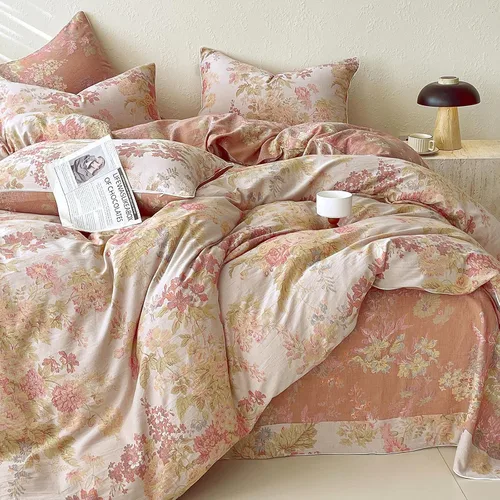 Vista 16 de Juego de funda de edredón blanca con estampado floral azul, juego de ropa de cama de algodón suave estilo bohemio, juego de ropa de cama estética