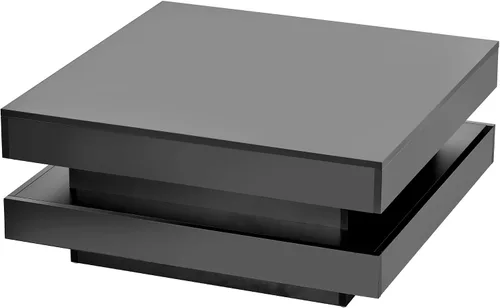 Vista 6 de Mesa de centro LED de 2 niveles con luces LED de 16 colores, mesa de cóctel LED de diseño rectangular moderno con control remoto para muebles